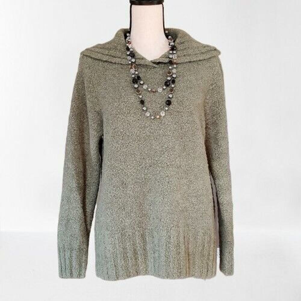 Croft & Barrow Sweater Sage Collared Acrylic/Wool Pullover Size Large